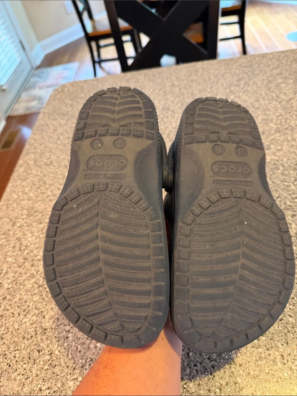 Navy Kids Crocs with NY Yankees Jibbitz.